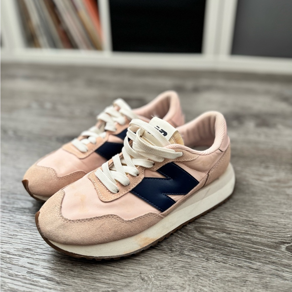 New Balance Blush and Navy Athletic Shoes